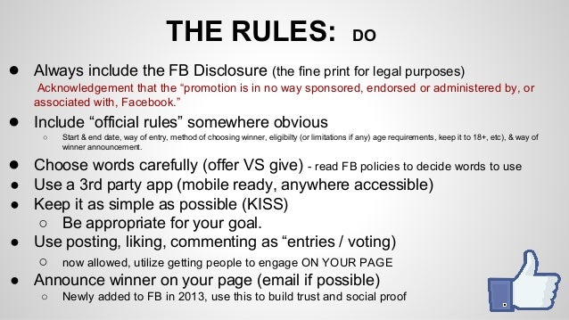 Facebook promotion rules Facebook promotion rules